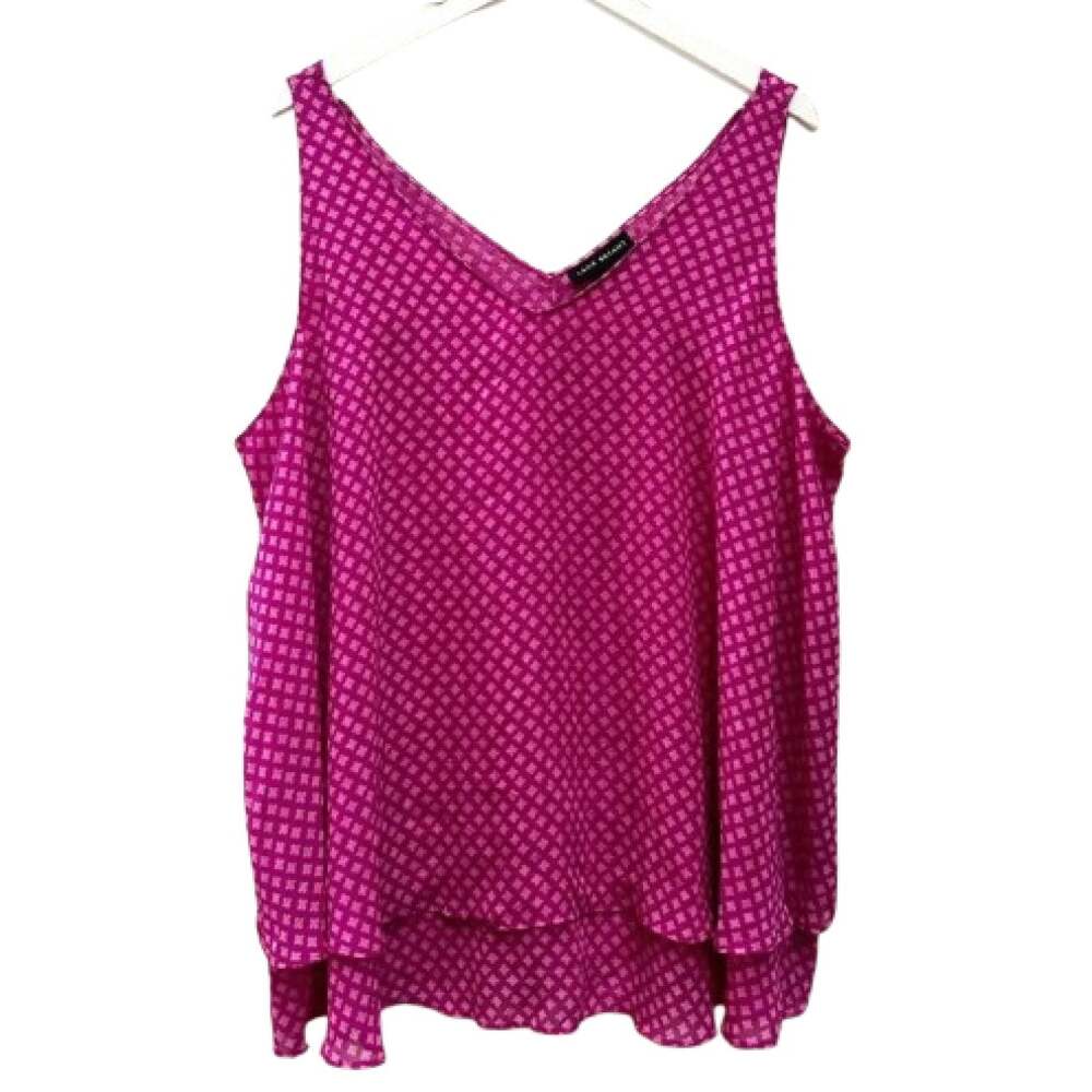 LANE BRYANT Magenta Pink Geometric Pattern Flowing Swing Tank Top Size 22